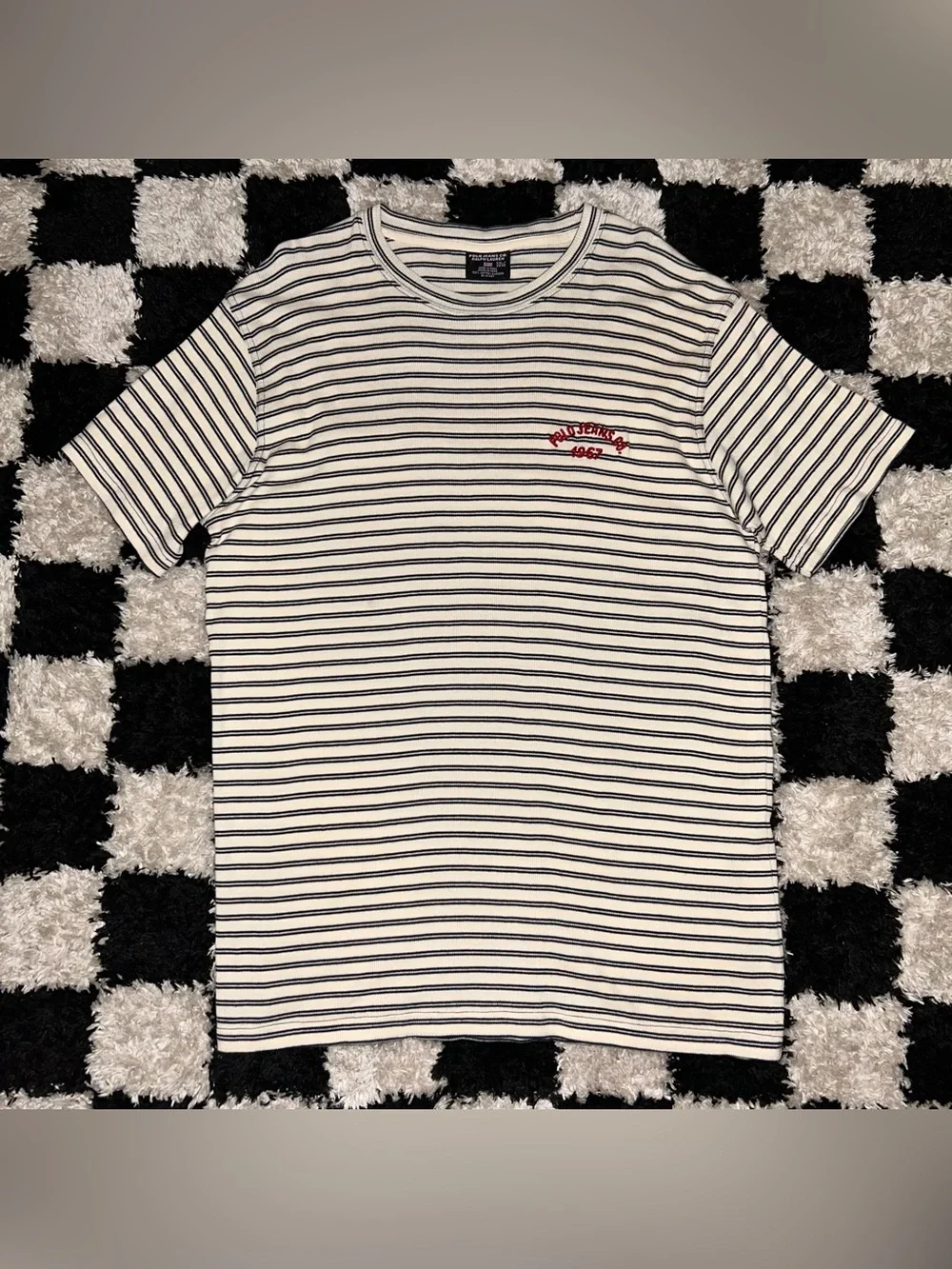 Vintage 90s Ralph Lauren Polo Jeans Co T Shirt Mens XXL Striped Black Cream y2k